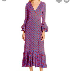 COPY - DVF brand new puff sleeve wrap dress, chain link